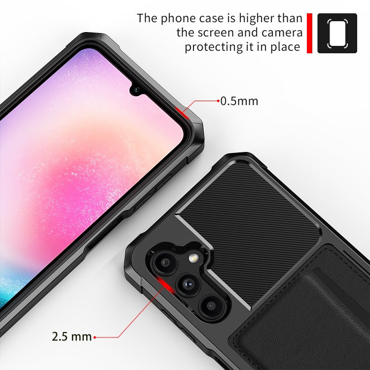 For Samsung Galaxy A15 ZM02 Card Slot Holder Phone Case - Black