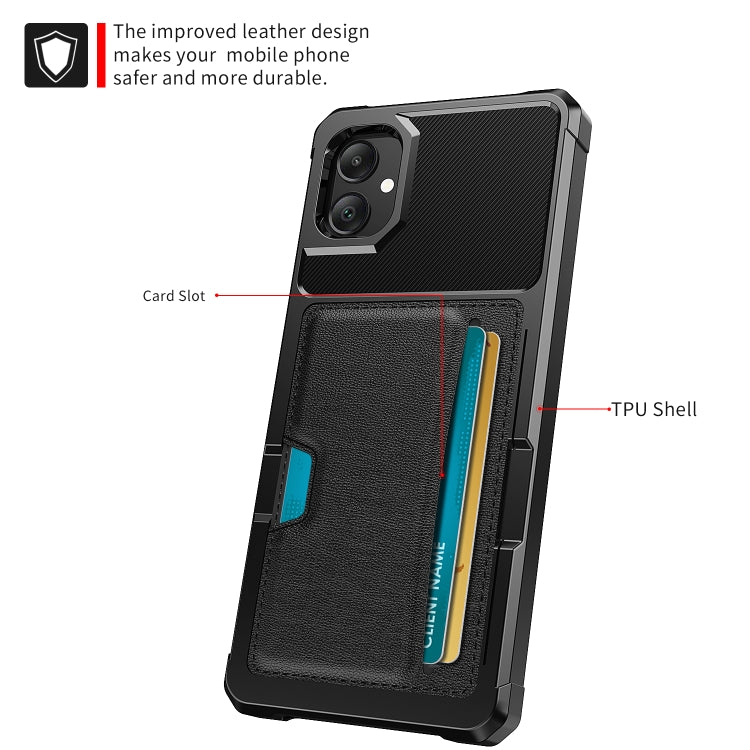 For Samsung Galaxy A05 ZM02 Card Slot Holder Phone Case - Black