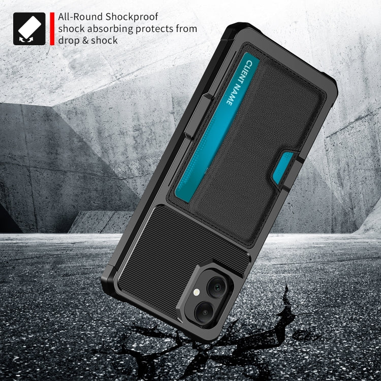 For Samsung Galaxy A05 ZM02 Card Slot Holder Phone Case - Black