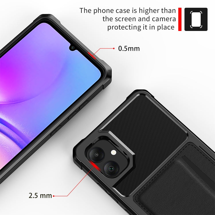 For Samsung Galaxy A05 ZM02 Card Slot Holder Phone Case - Black