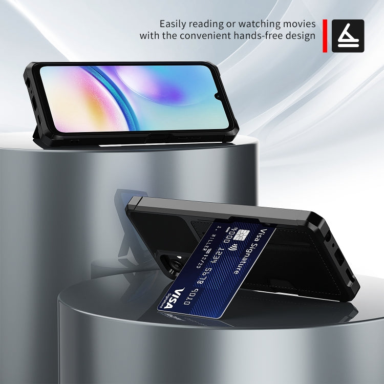 For Samsung Galaxy A05s ZM02 Card Slot Holder Phone Case - Black