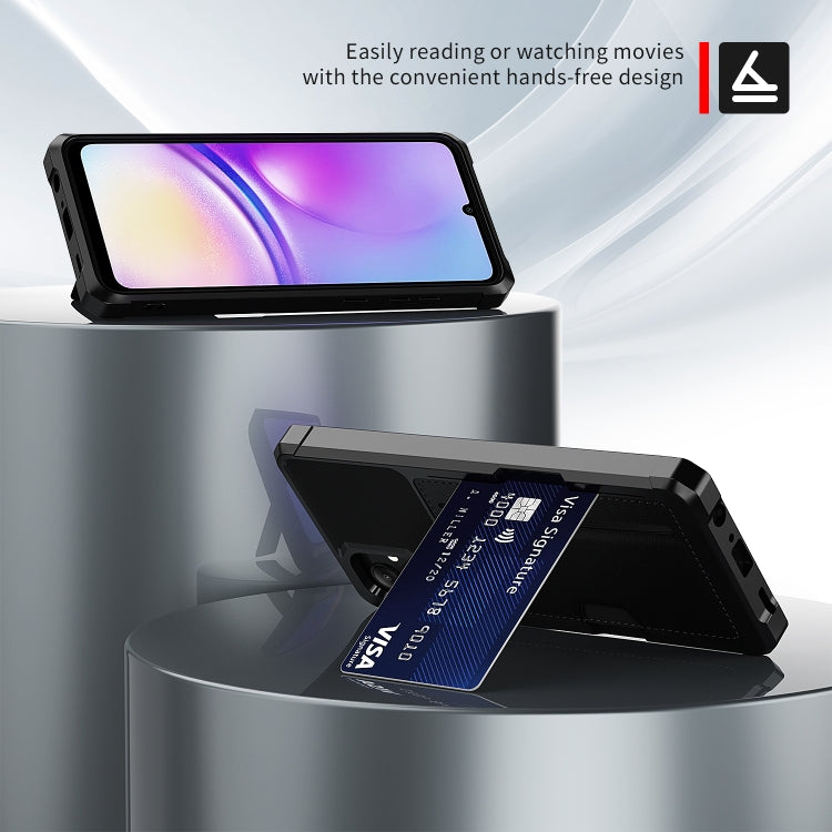 For Samsung Galaxy A25 5G Global ZM02 Card Slot Holder Phone Case - Black