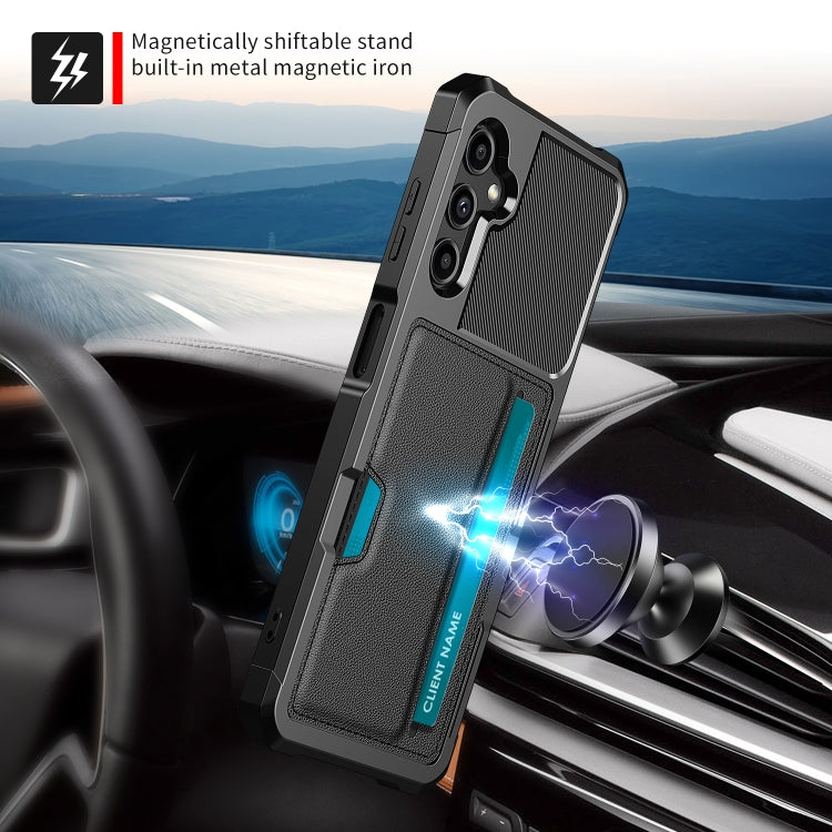 For Samsung Galaxy A25 5G Global ZM02 Card Slot Holder Phone Case - Black
