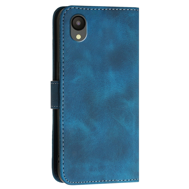 For Samsung Galaxy A23 JE Version YX0080 Grid Butterfly Embossed Pattern Flip Leather Phone Case with Lanyard