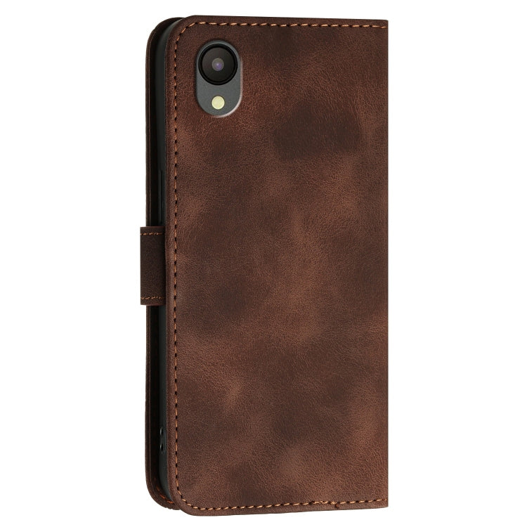 For Samsung Galaxy A23 JE Version YX0080 Grid Butterfly Embossed Pattern Flip Leather Phone Case with Lanyard