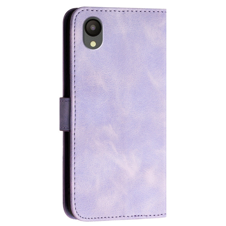For Samsung Galaxy A23 JE Version YX0080 Grid Butterfly Embossed Pattern Flip Leather Phone Case with Lanyard