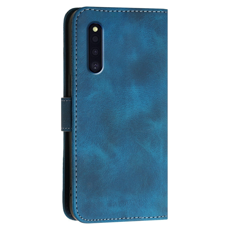 For Samsung Galaxy A41 JE Version YX0080 Grid Butterfly Embossed Pattern Flip Leather Phone Case with Lanyard