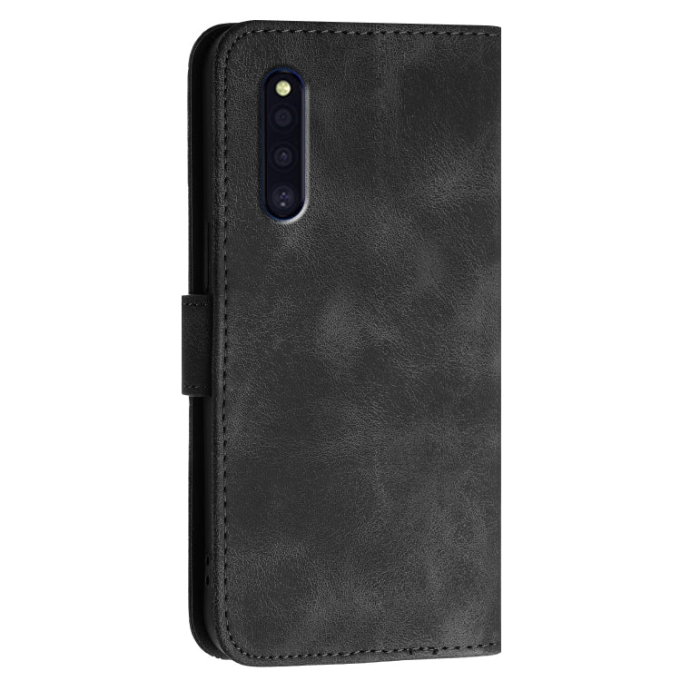 For Samsung Galaxy A41 JE Version YX0080 Grid Butterfly Embossed Pattern Flip Leather Phone Case with Lanyard