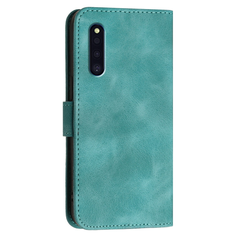 For Samsung Galaxy A41 JE Version YX0080 Grid Butterfly Embossed Pattern Flip Leather Phone Case with Lanyard