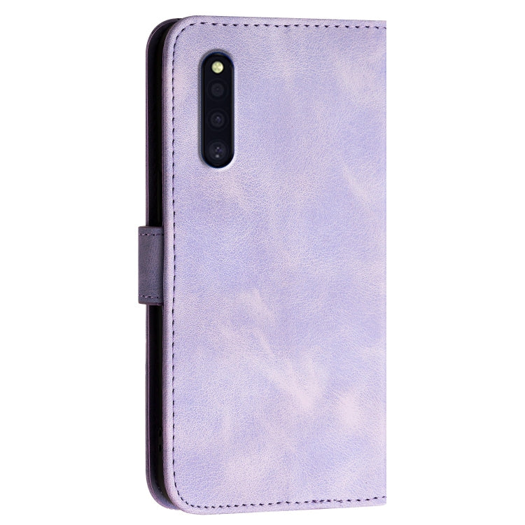 For Samsung Galaxy A41 JE Version YX0080 Grid Butterfly Embossed Pattern Flip Leather Phone Case with Lanyard