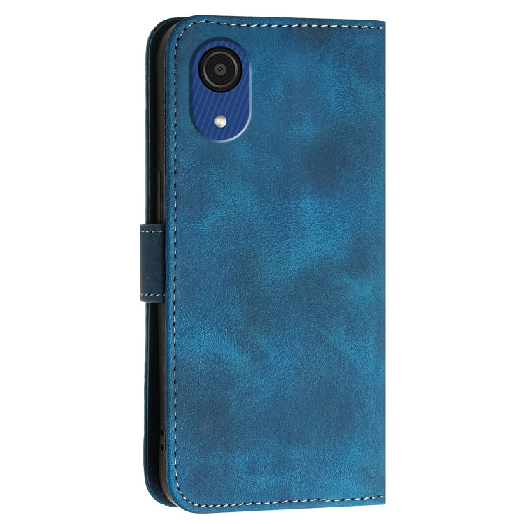 For Samsung Galaxy A03 Core YX0080 Grid Butterfly Embossed Pattern Flip Leather Phone Case with Lanyard