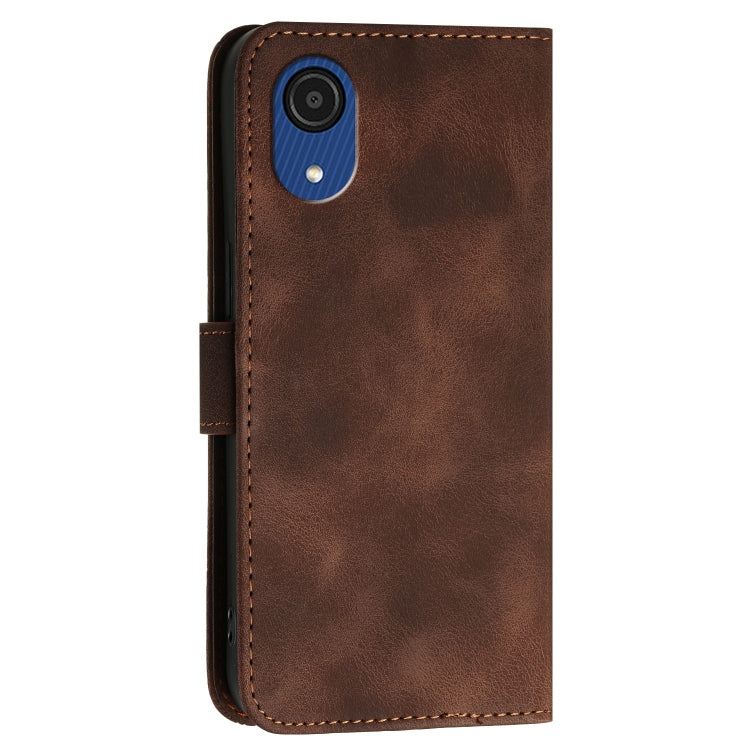For Samsung Galaxy A03 Core YX0080 Grid Butterfly Embossed Pattern Flip Leather Phone Case with Lanyard