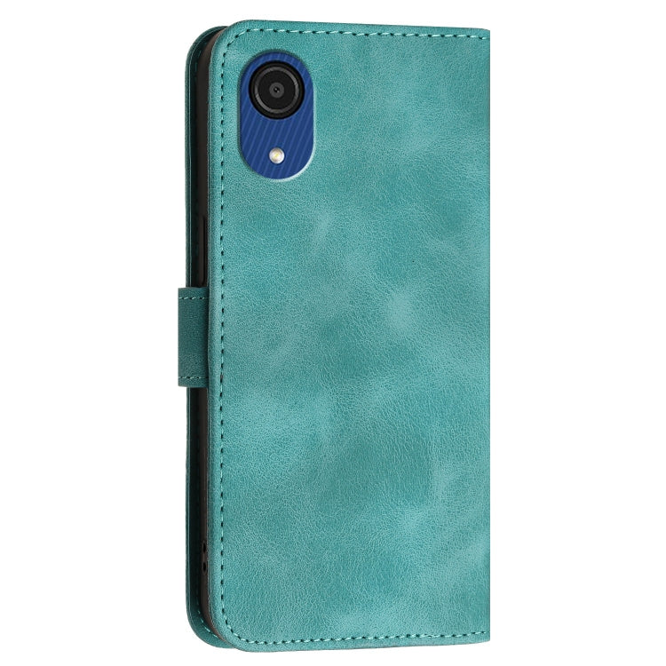 For Samsung Galaxy A03 Core YX0080 Grid Butterfly Embossed Pattern Flip Leather Phone Case with Lanyard