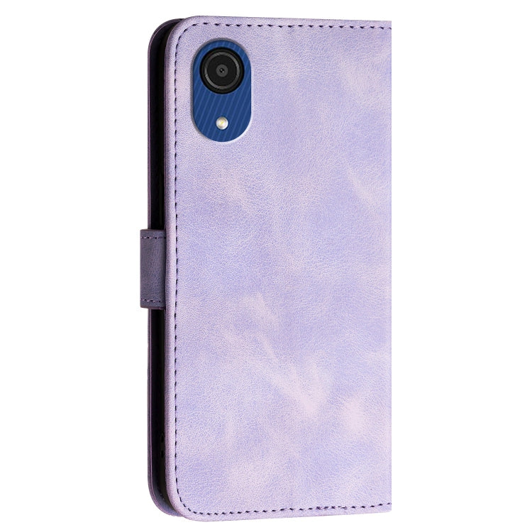 For Samsung Galaxy A03 Core YX0080 Grid Butterfly Embossed Pattern Flip Leather Phone Case with Lanyard