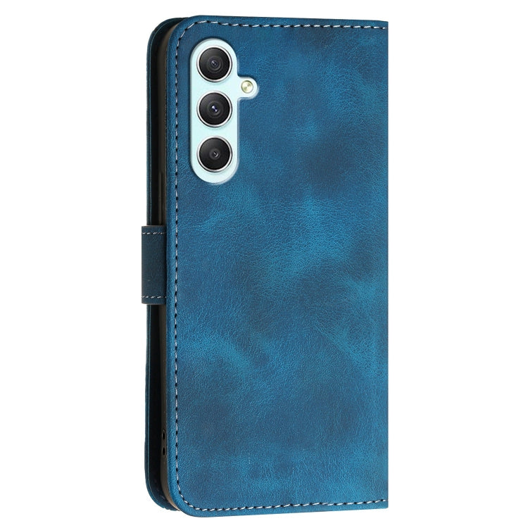 For Samsung Galaxy A35 YX0080 Grid Butterfly Embossed Pattern Flip Leather Phone Case with Lanyard