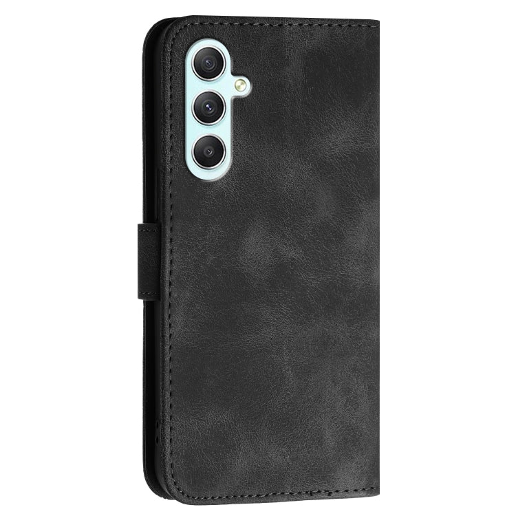 For Samsung Galaxy A35 YX0080 Grid Butterfly Embossed Pattern Flip Leather Phone Case with Lanyard