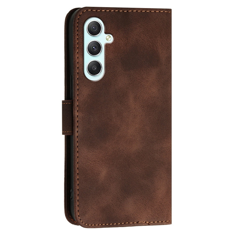 For Samsung Galaxy A35 YX0080 Grid Butterfly Embossed Pattern Flip Leather Phone Case with Lanyard
