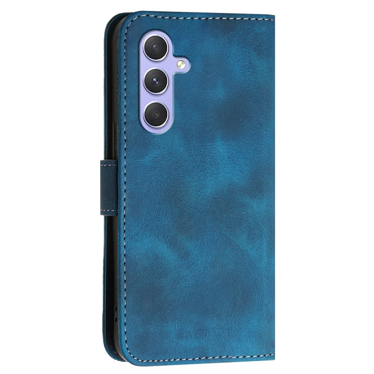 For Samsung Galaxy A55 YX0080 Grid Butterfly Embossed Pattern Flip Leather Phone Case with Lanyard