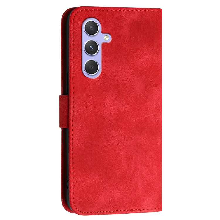 For Samsung Galaxy A55 YX0080 Grid Butterfly Embossed Pattern Flip Leather Phone Case with Lanyard