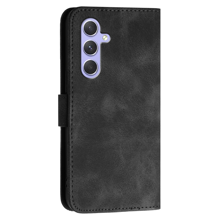 For Samsung Galaxy A55 YX0080 Grid Butterfly Embossed Pattern Flip Leather Phone Case with Lanyard