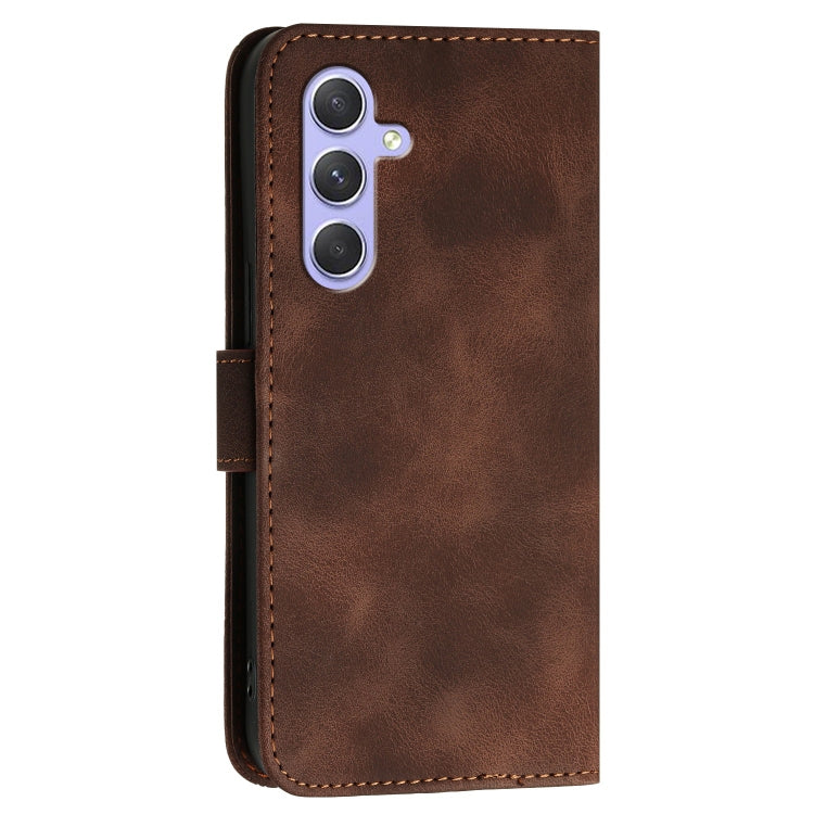 For Samsung Galaxy A55 YX0080 Grid Butterfly Embossed Pattern Flip Leather Phone Case with Lanyard