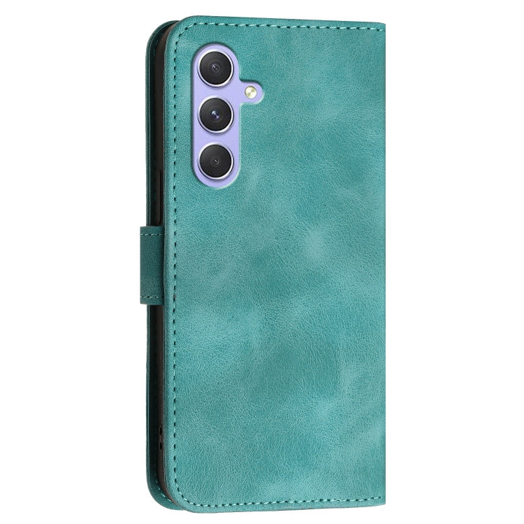 For Samsung Galaxy A55 YX0080 Grid Butterfly Embossed Pattern Flip Leather Phone Case with Lanyard