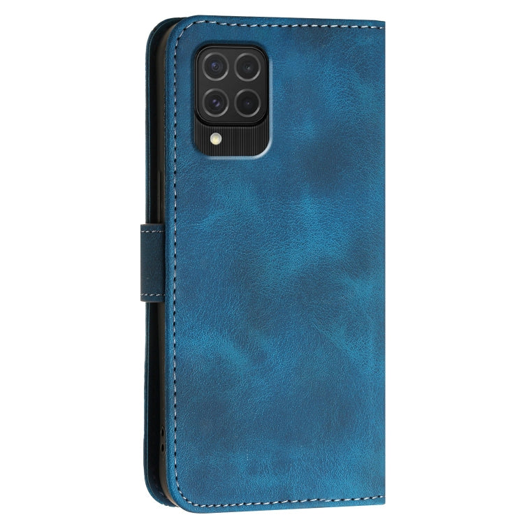 For Samsung Galaxy M62 YX0080 Grid Butterfly Embossed Pattern Flip Leather Phone Case with Lanyard