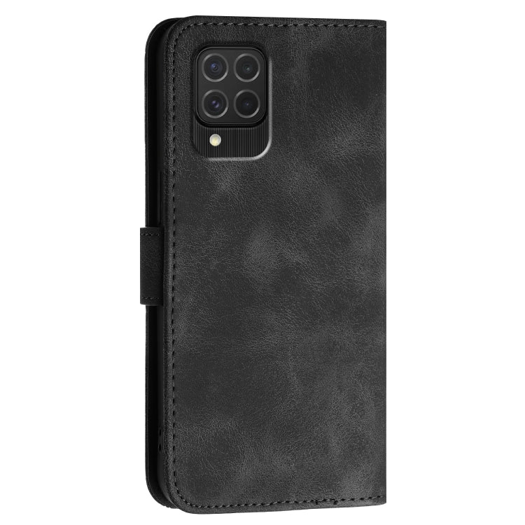 For Samsung Galaxy M62 YX0080 Grid Butterfly Embossed Pattern Flip Leather Phone Case with Lanyard