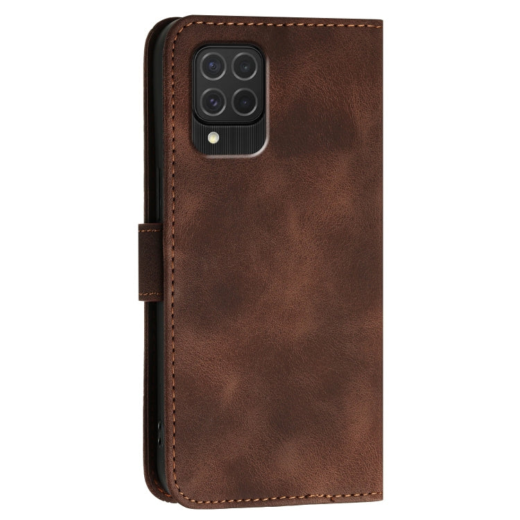 For Samsung Galaxy M62 YX0080 Grid Butterfly Embossed Pattern Flip Leather Phone Case with Lanyard