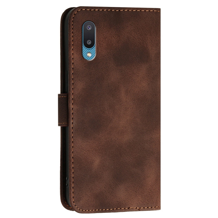 For Samsung Galaxy A02 YX0080 Grid Butterfly Embossed Pattern Flip Leather Phone Case with Lanyard