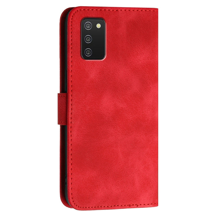 For Samsung Galaxy A02s YX0080 Grid Butterfly Embossed Pattern Flip Leather Phone Case with Lanyard