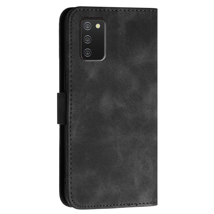 For Samsung Galaxy A02s YX0080 Grid Butterfly Embossed Pattern Flip Leather Phone Case with Lanyard