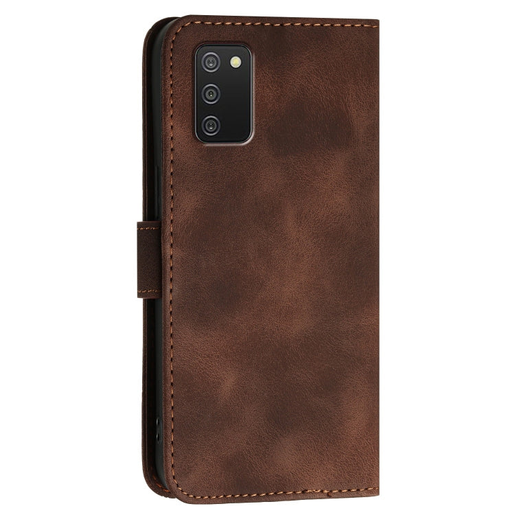 For Samsung Galaxy A02s YX0080 Grid Butterfly Embossed Pattern Flip Leather Phone Case with Lanyard
