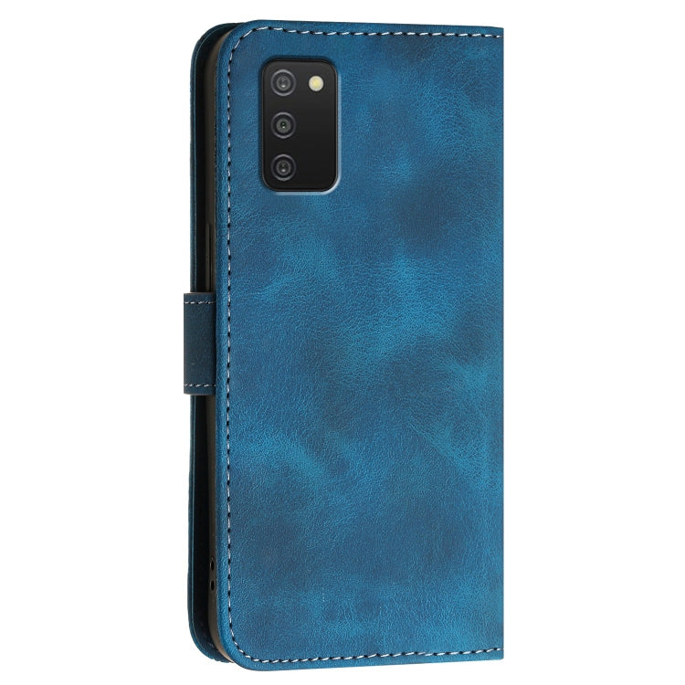For Samsung Galaxy A03s YX0080 Grid Butterfly Embossed Pattern Flip Leather Phone Case with Lanyard