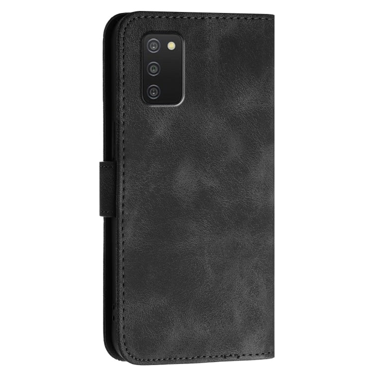 For Samsung Galaxy A03s YX0080 Grid Butterfly Embossed Pattern Flip Leather Phone Case with Lanyard