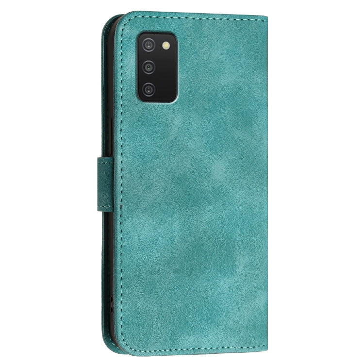 For Samsung Galaxy A03s YX0080 Grid Butterfly Embossed Pattern Flip Leather Phone Case with Lanyard