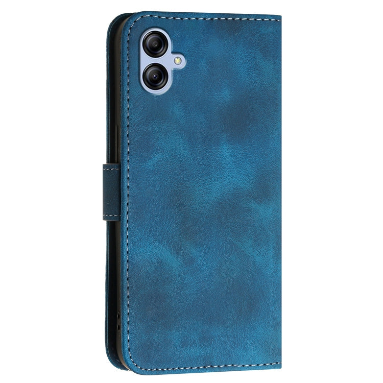 For Samsung Galaxy A04E YX0080 Grid Butterfly Embossed Pattern Flip Leather Phone Case with Lanyard