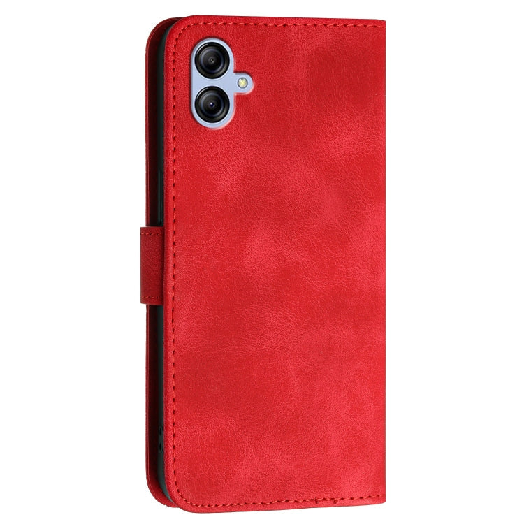 For Samsung Galaxy A04E YX0080 Grid Butterfly Embossed Pattern Flip Leather Phone Case with Lanyard
