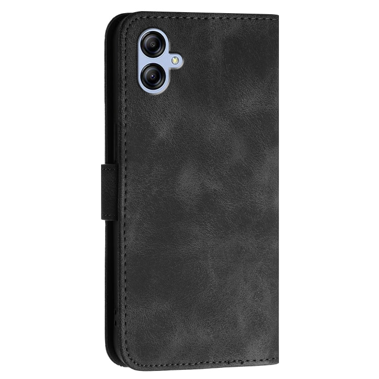 For Samsung Galaxy A04E YX0080 Grid Butterfly Embossed Pattern Flip Leather Phone Case with Lanyard