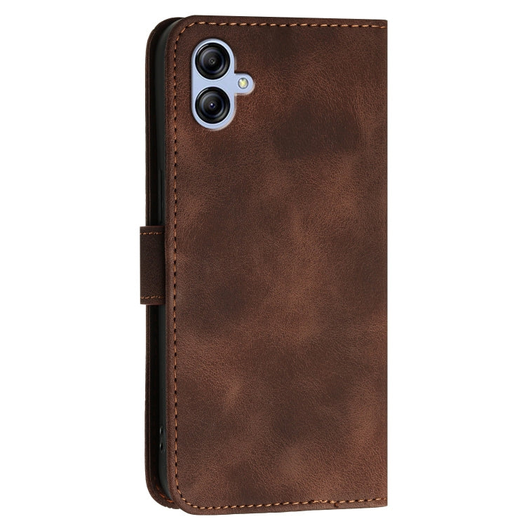 For Samsung Galaxy A04E YX0080 Grid Butterfly Embossed Pattern Flip Leather Phone Case with Lanyard