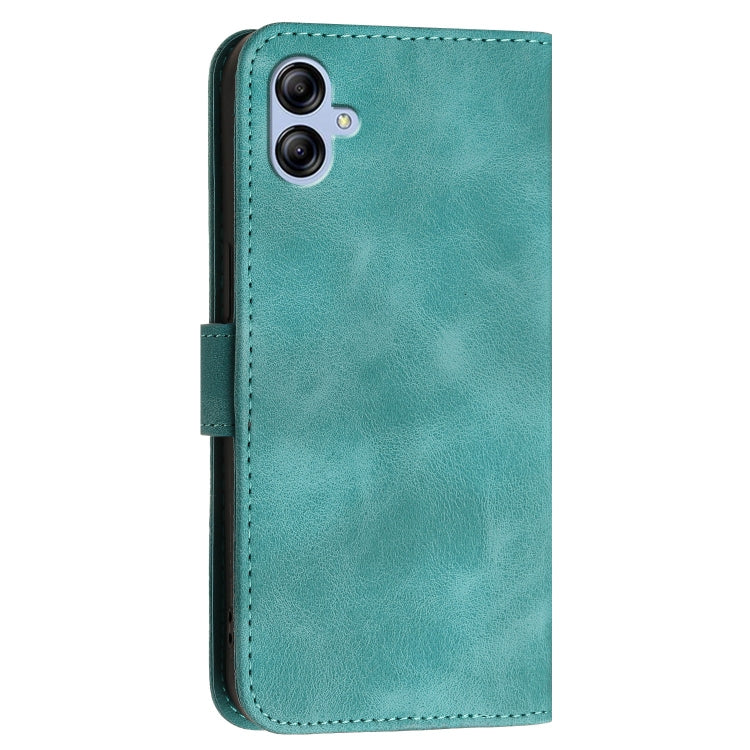 For Samsung Galaxy A04E YX0080 Grid Butterfly Embossed Pattern Flip Leather Phone Case with Lanyard
