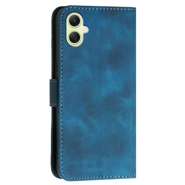 For Samsung Galaxy A05 YX0080 Grid Butterfly Embossed Pattern Flip Leather Phone Case with Lanyard