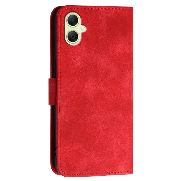 For Samsung Galaxy A05 YX0080 Grid Butterfly Embossed Pattern Flip Leather Phone Case with Lanyard
