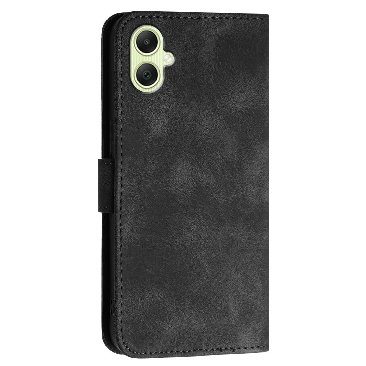 For Samsung Galaxy A05 YX0080 Grid Butterfly Embossed Pattern Flip Leather Phone Case with Lanyard