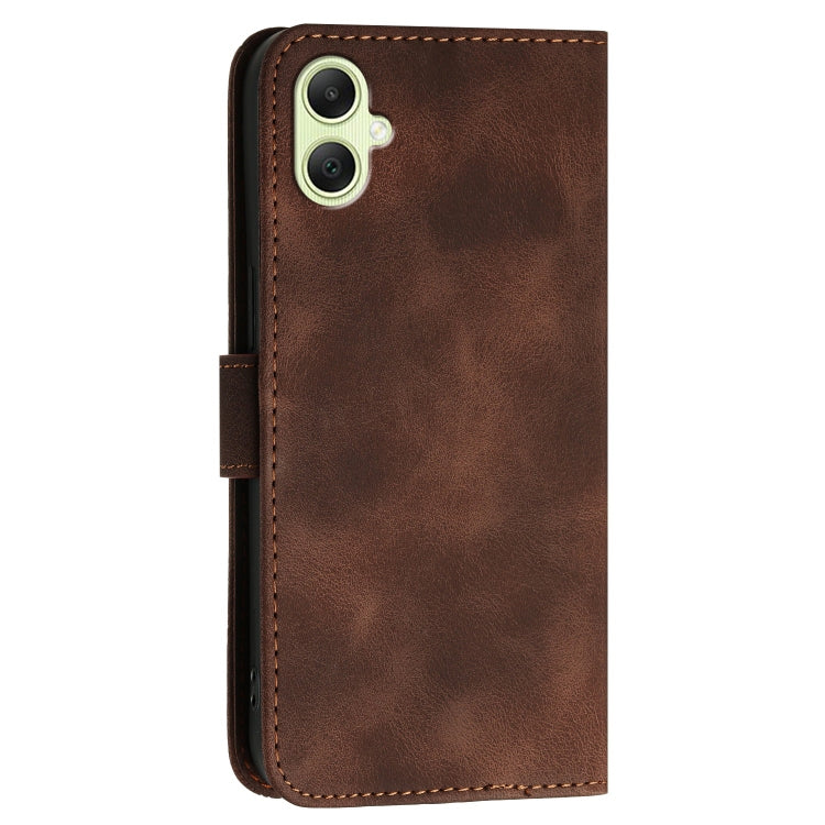 For Samsung Galaxy A05 YX0080 Grid Butterfly Embossed Pattern Flip Leather Phone Case with Lanyard