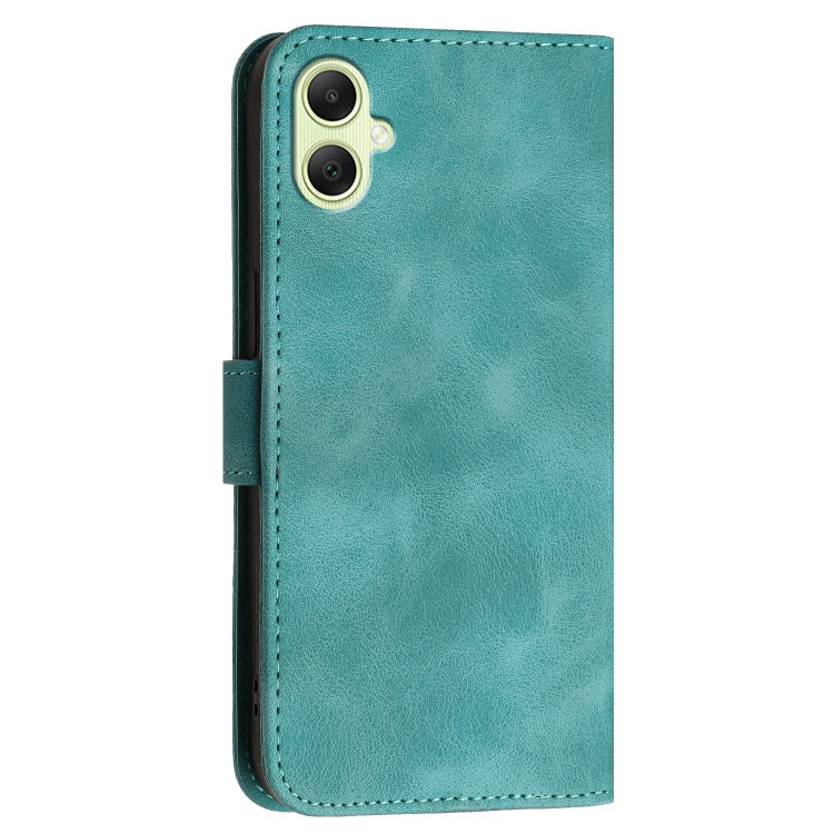 For Samsung Galaxy A05 YX0080 Grid Butterfly Embossed Pattern Flip Leather Phone Case with Lanyard