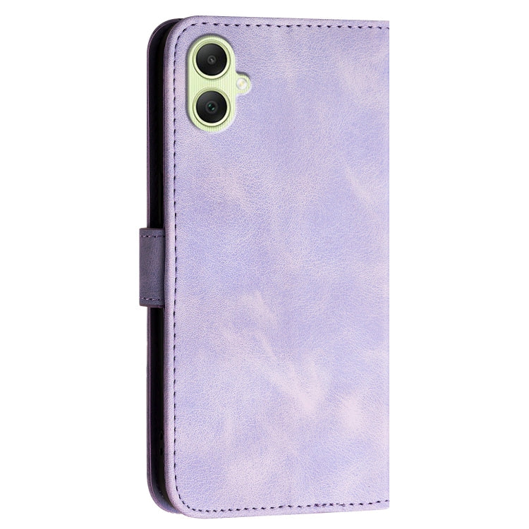 For Samsung Galaxy A05 YX0080 Grid Butterfly Embossed Pattern Flip Leather Phone Case with Lanyard
