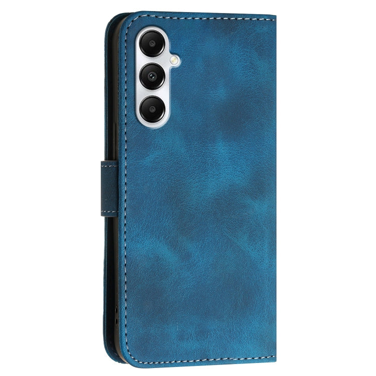 For Samsung Galaxy A05S YX0080 Grid Butterfly Embossed Pattern Flip Leather Phone Case with Lanyard