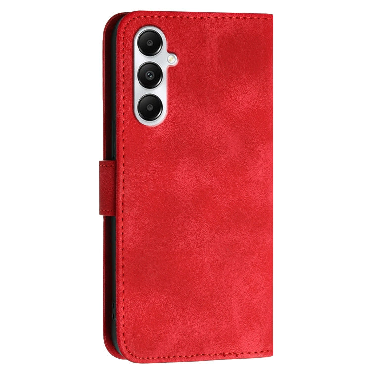 For Samsung Galaxy A05S YX0080 Grid Butterfly Embossed Pattern Flip Leather Phone Case with Lanyard