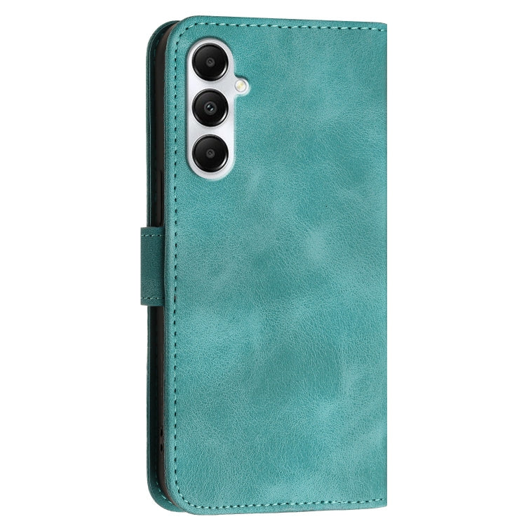 For Samsung Galaxy A05S YX0080 Grid Butterfly Embossed Pattern Flip Leather Phone Case with Lanyard